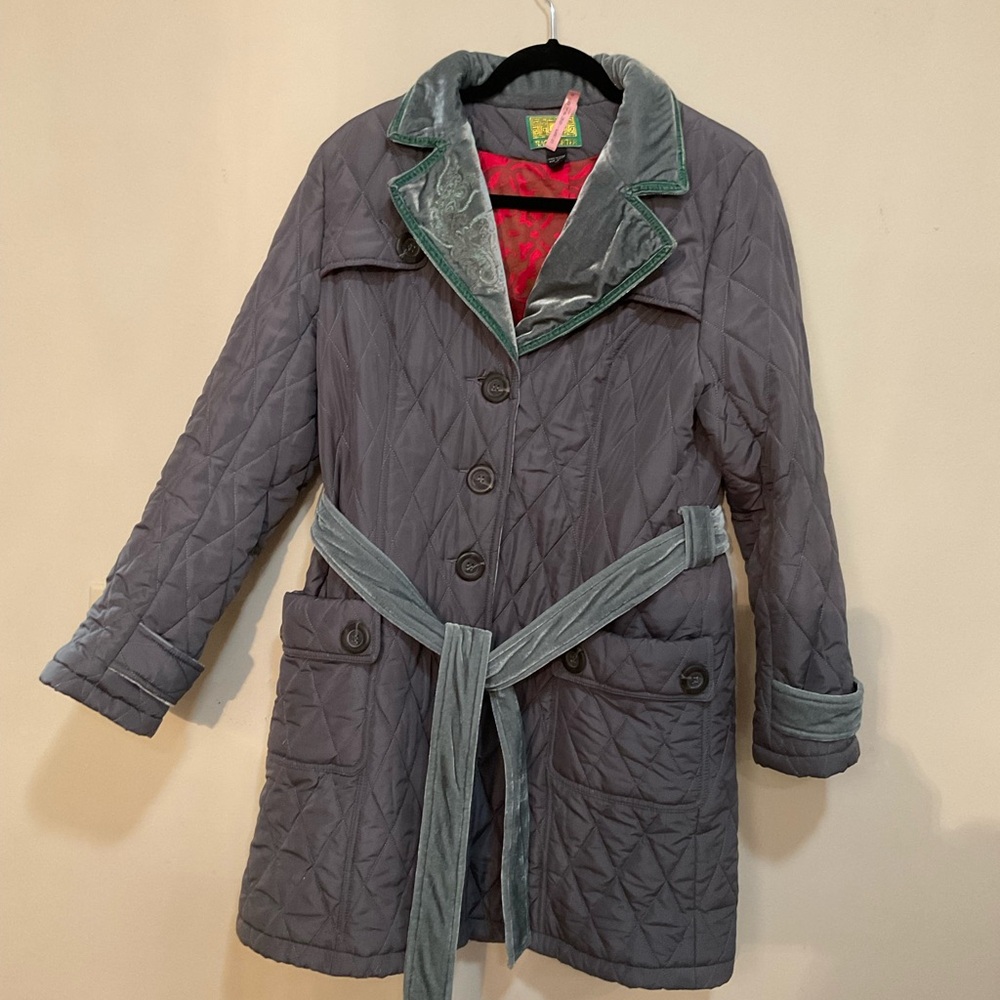 TRACY PORTER nylon puff jacket with velvet collar